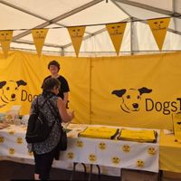 Dogs Trust event tent and display at the National Ploughing Championship. Event volunteering stand.