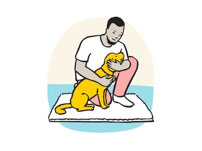 Illustration of how to restrain a dogs head for things like blood collections.