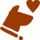 Brown dog silhouette with small heart icon