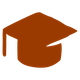 Brown graduation cap icon